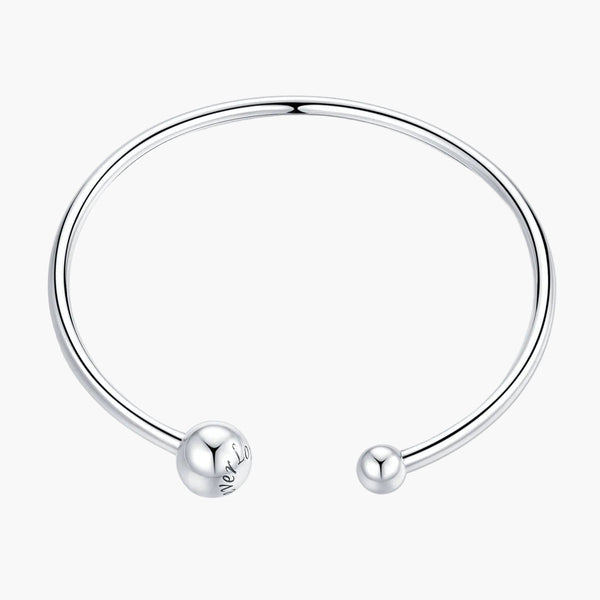 Silver Hollowed Connections Charm Keeper Bangle in 925 Sterling Silver by Sylvory