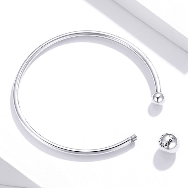 "Sylvory 925 Sterling Silver Hollowed Connections Charm Keeper Bangle"