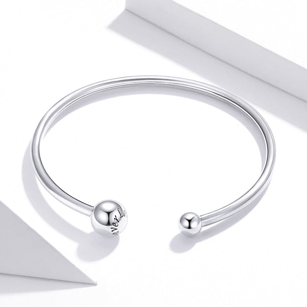 "Sylvory 925 Sterling Silver Hollowed Connections Charm Keeper Bangle"