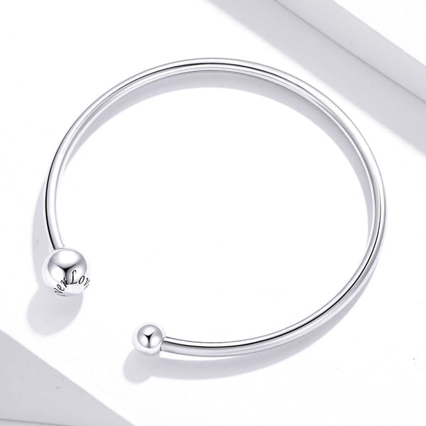 "Sylvory 925 Sterling Silver Hollowed Connections Charm Keeper Bangle"
