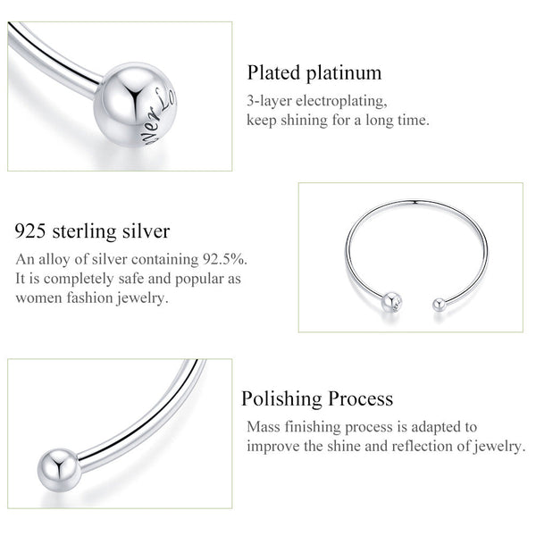"Sylvory 925 Sterling Silver Hollowed Connections Charm Keeper Bangle"