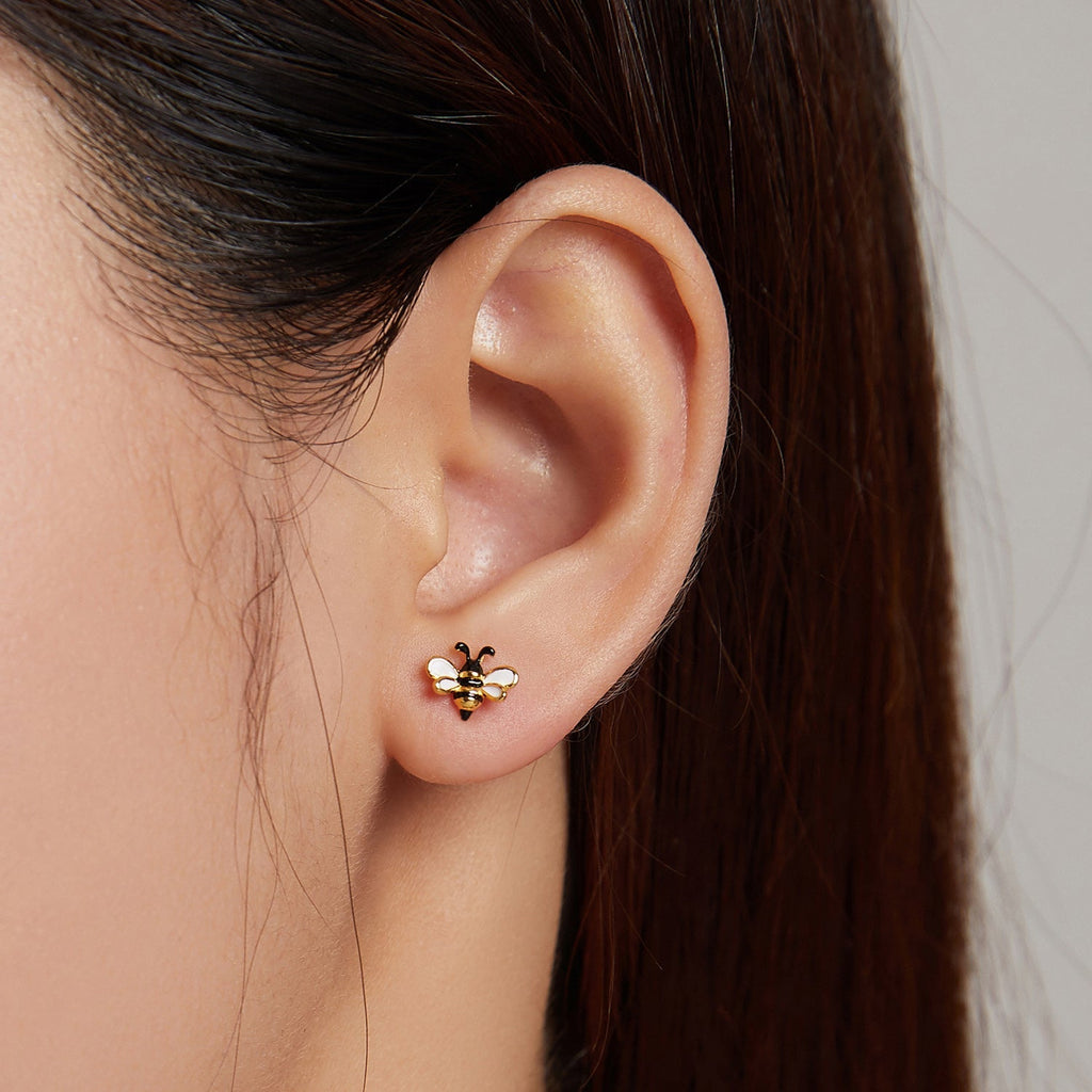 "Sylvory 925 Sterling Silver Honeybee Bling Studs"