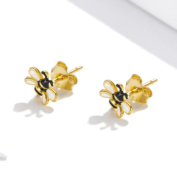 "Sylvory 925 Sterling Silver Honeybee Bling Studs"