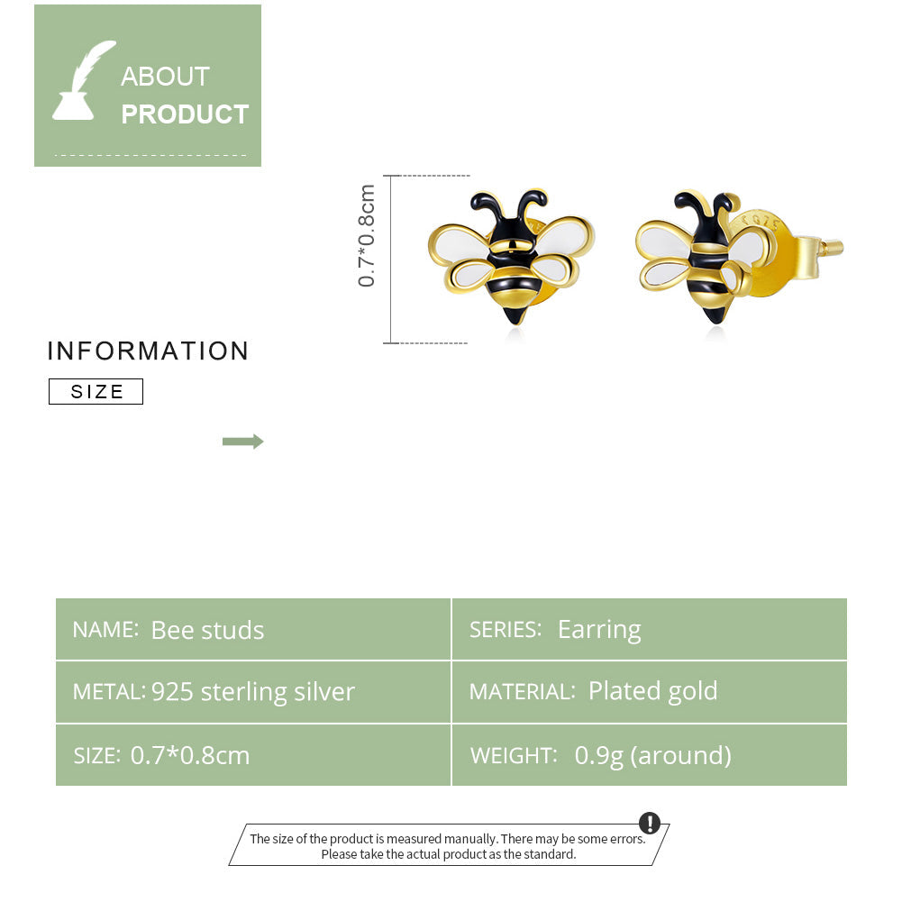 "Sylvory 925 Sterling Silver Honeybee Bling Studs"