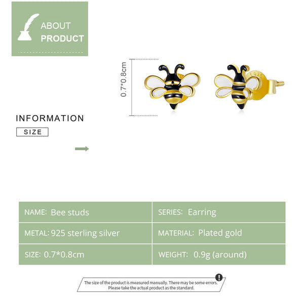 "Sylvory 925 Sterling Silver Honeybee Bling Studs"