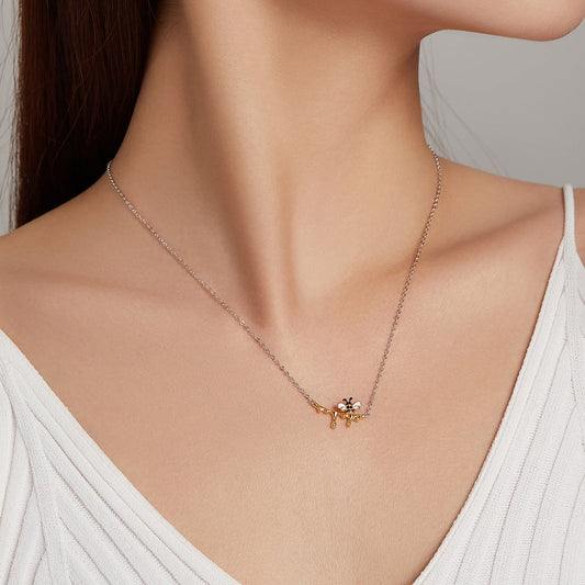 "Sylvory 925 Sterling Silver Honeybee Haven Necklace"