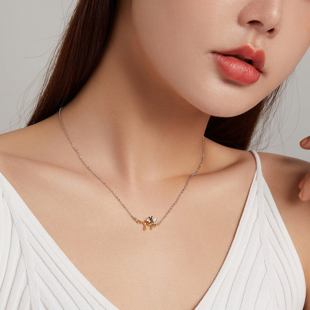 "Sylvory 925 Sterling Silver Honeybee Haven Necklace"