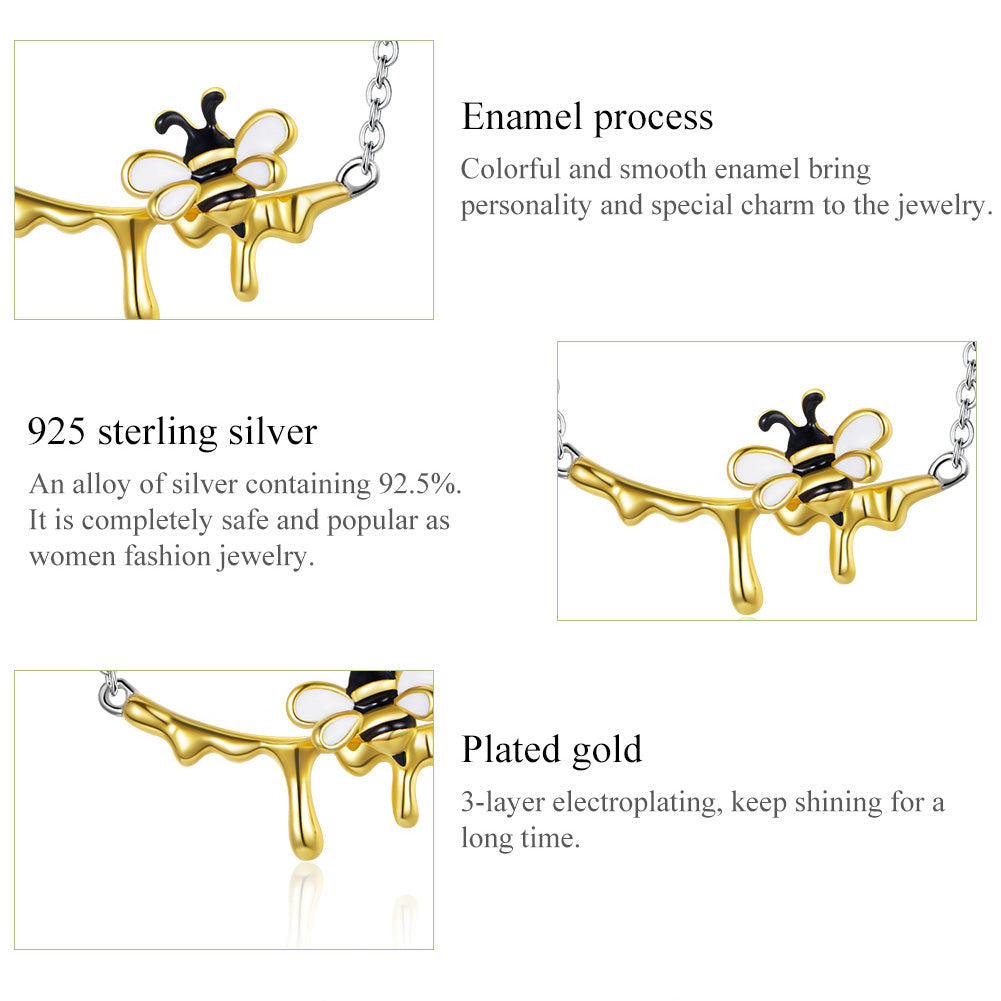 "Sylvory 925 Sterling Silver Honeybee Haven Necklace"