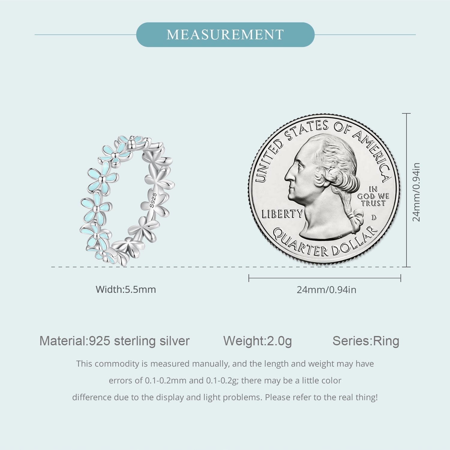 "Sylvory 925 Sterling Silver Iris Blue Floral Ring"