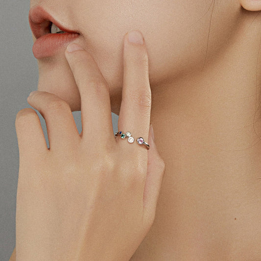 "Sylvory 925 Sterling Silver Kaleidoscope Color Ring"