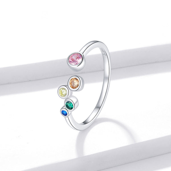 "Sylvory 925 Sterling Silver Kaleidoscope Color Ring"
