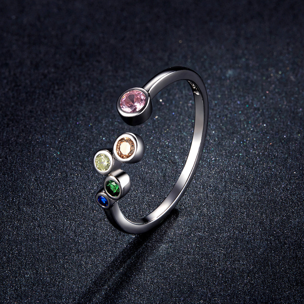 "Sylvory 925 Sterling Silver Kaleidoscope Color Ring"