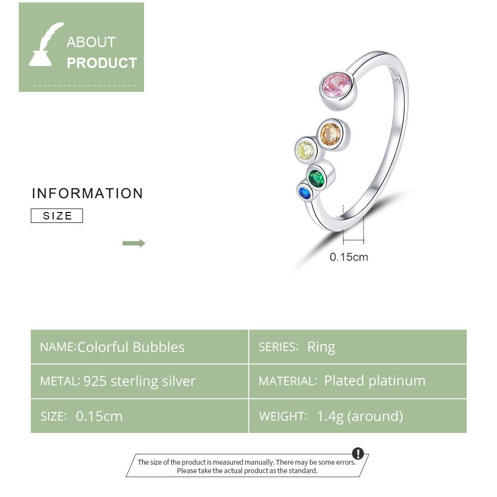 "Sylvory 925 Sterling Silver Kaleidoscope Color Ring"