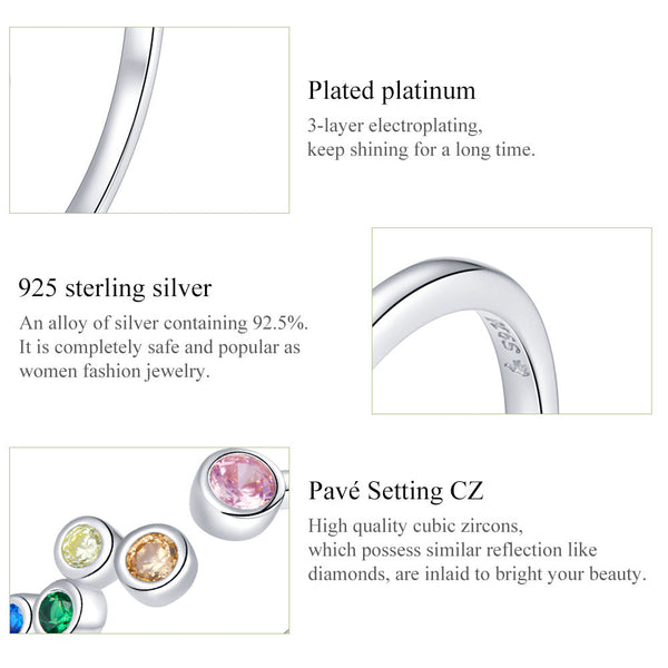 "Sylvory 925 Sterling Silver Kaleidoscope Color Ring"