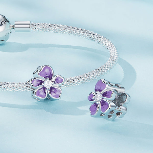"Sylvory 925 Sterling Silver Lavender Bloom Charm"