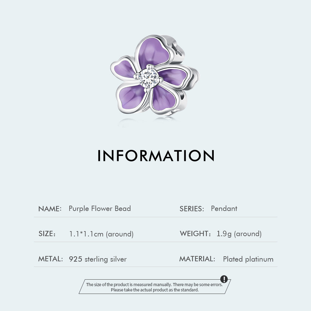 "Sylvory 925 Sterling Silver Lavender Bloom Charm"