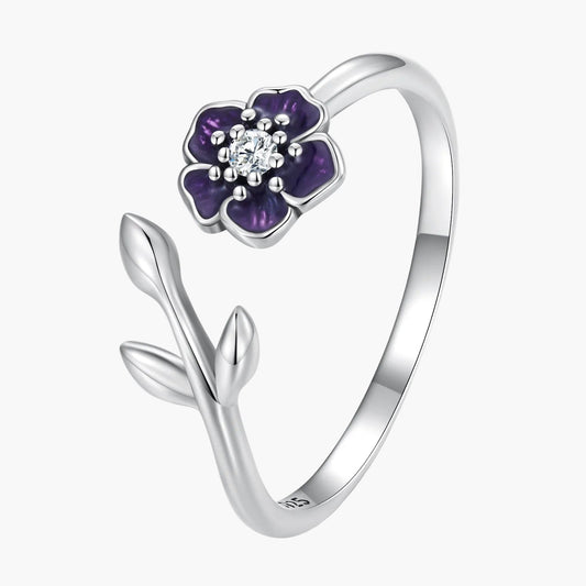 "Sylvory 925 Sterling Silver Lavender Blooms Ring"