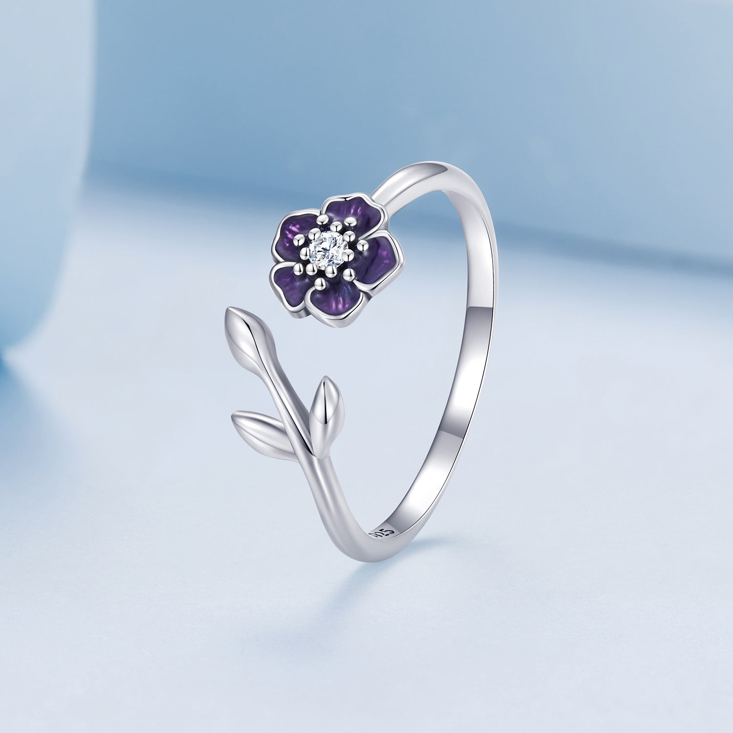 "Sylvory 925 Sterling Silver Lavender Blooms Ring"