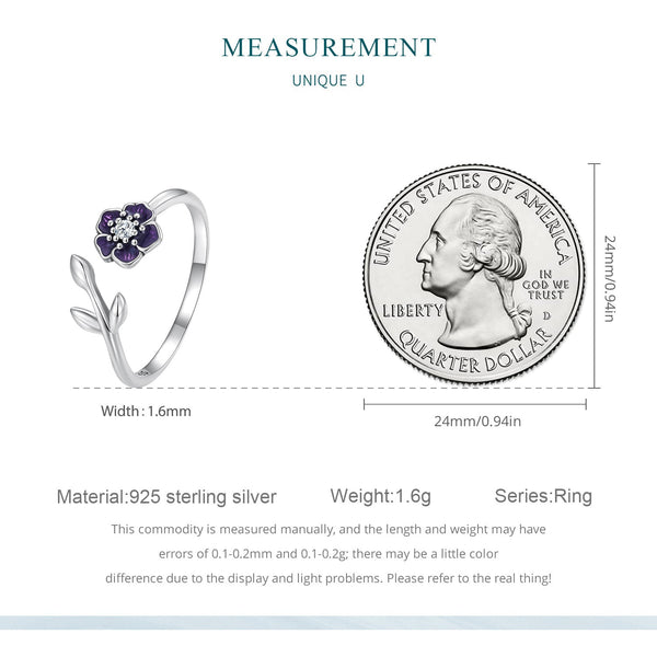 "Sylvory 925 Sterling Silver Lavender Blooms Ring"