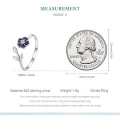 "Sylvory 925 Sterling Silver Lavender Blooms Ring"