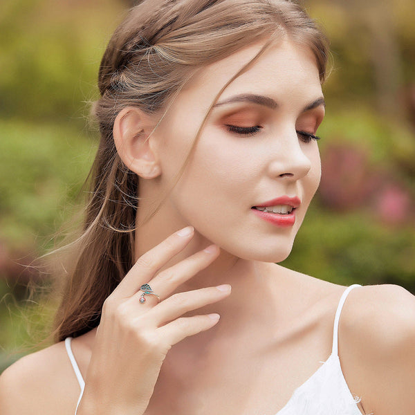 "Sylvory 925 Sterling Silver Leafy Lovebug Ring"