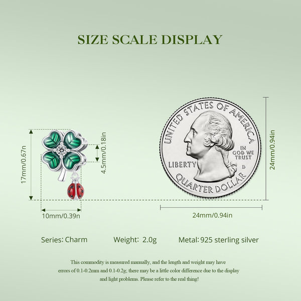 "Sylvory 925 Sterling Silver Lucky Leaf Ladybug Charm"