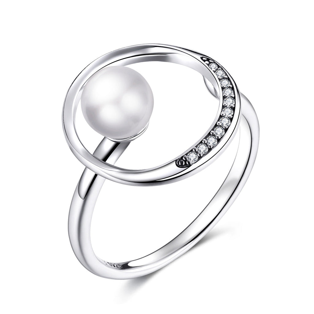 "Sylvory 925 Sterling Silver Lumina Pearl Ring"