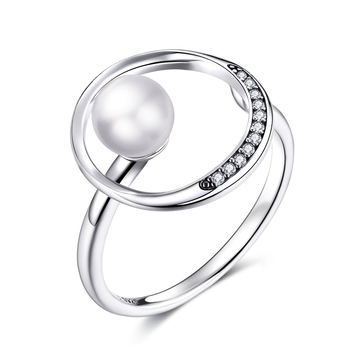 "Sylvory 925 Sterling Silver Lumina Pearl Ring"