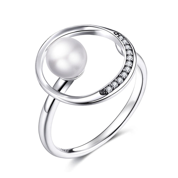 "Sylvory 925 Sterling Silver Lumina Pearl Ring"