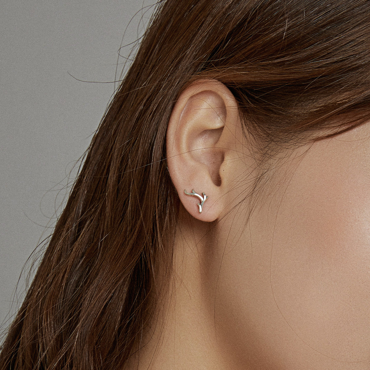 Silver Majestic Antlers Studs Secondary image