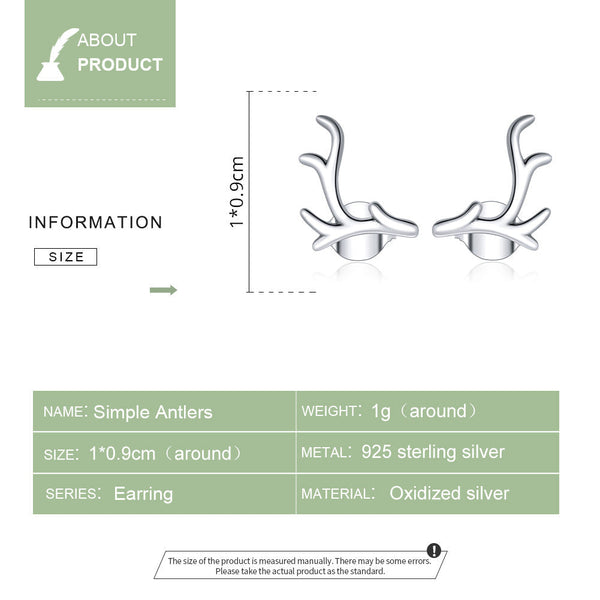 "Sylvory 925 Sterling Silver Majestic Antlers Studs"