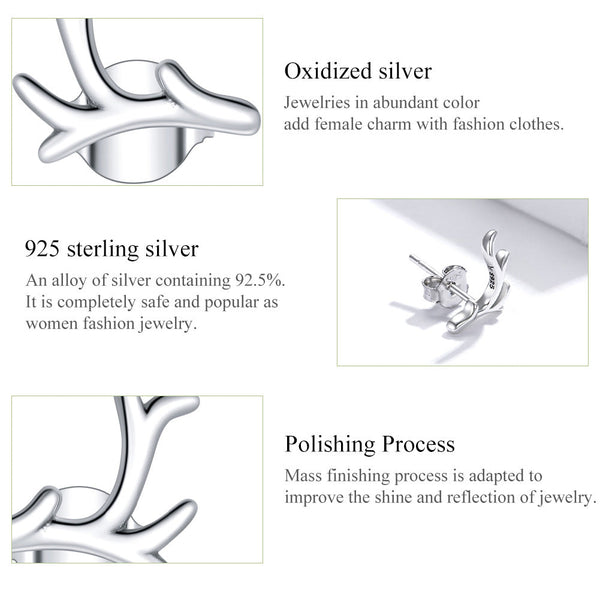 "Sylvory 925 Sterling Silver Majestic Antlers Studs"