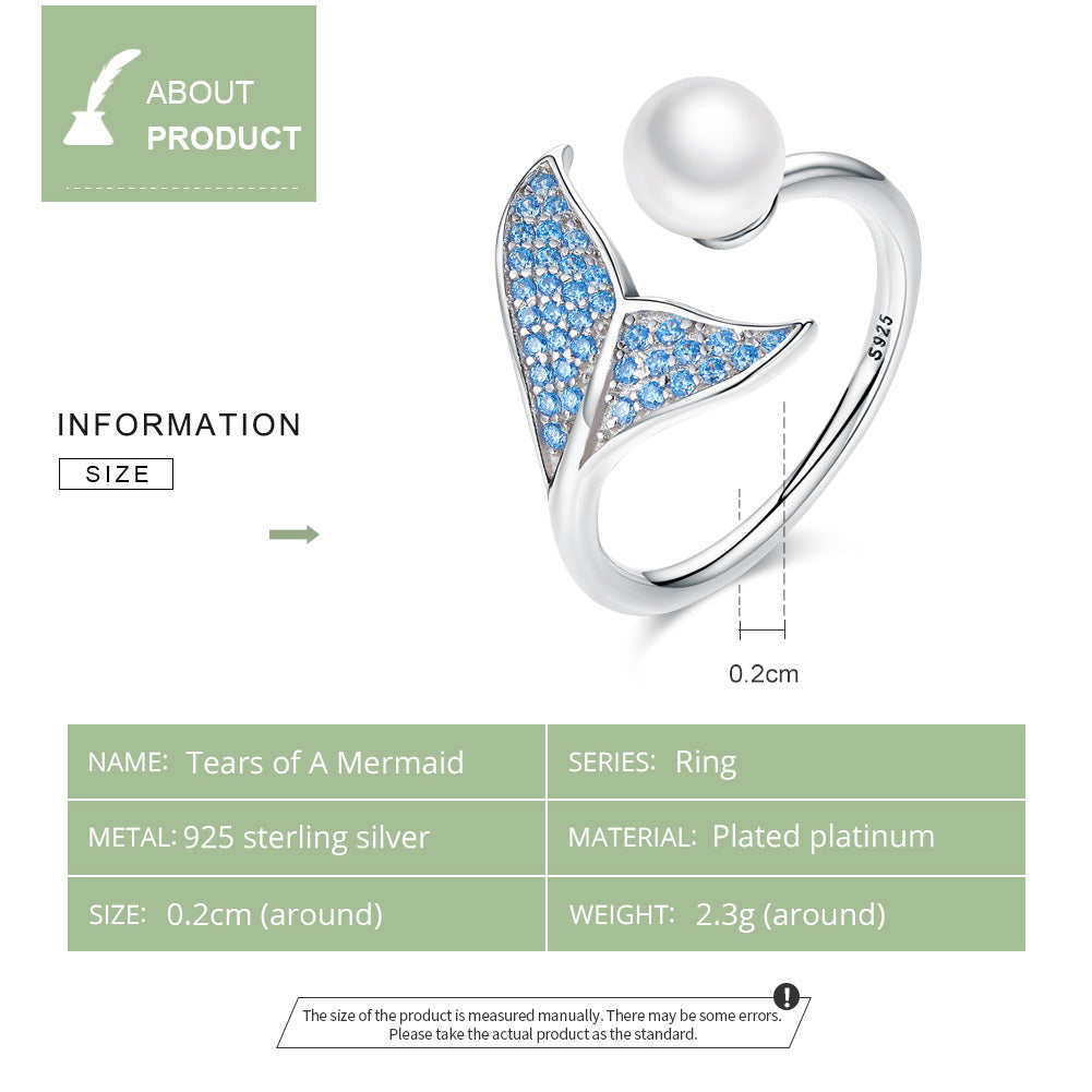 "Sylvory 925 Sterling Silver Mermaid's Tear Ring"