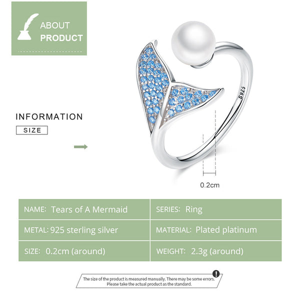"Sylvory 925 Sterling Silver Mermaid's Tear Ring"