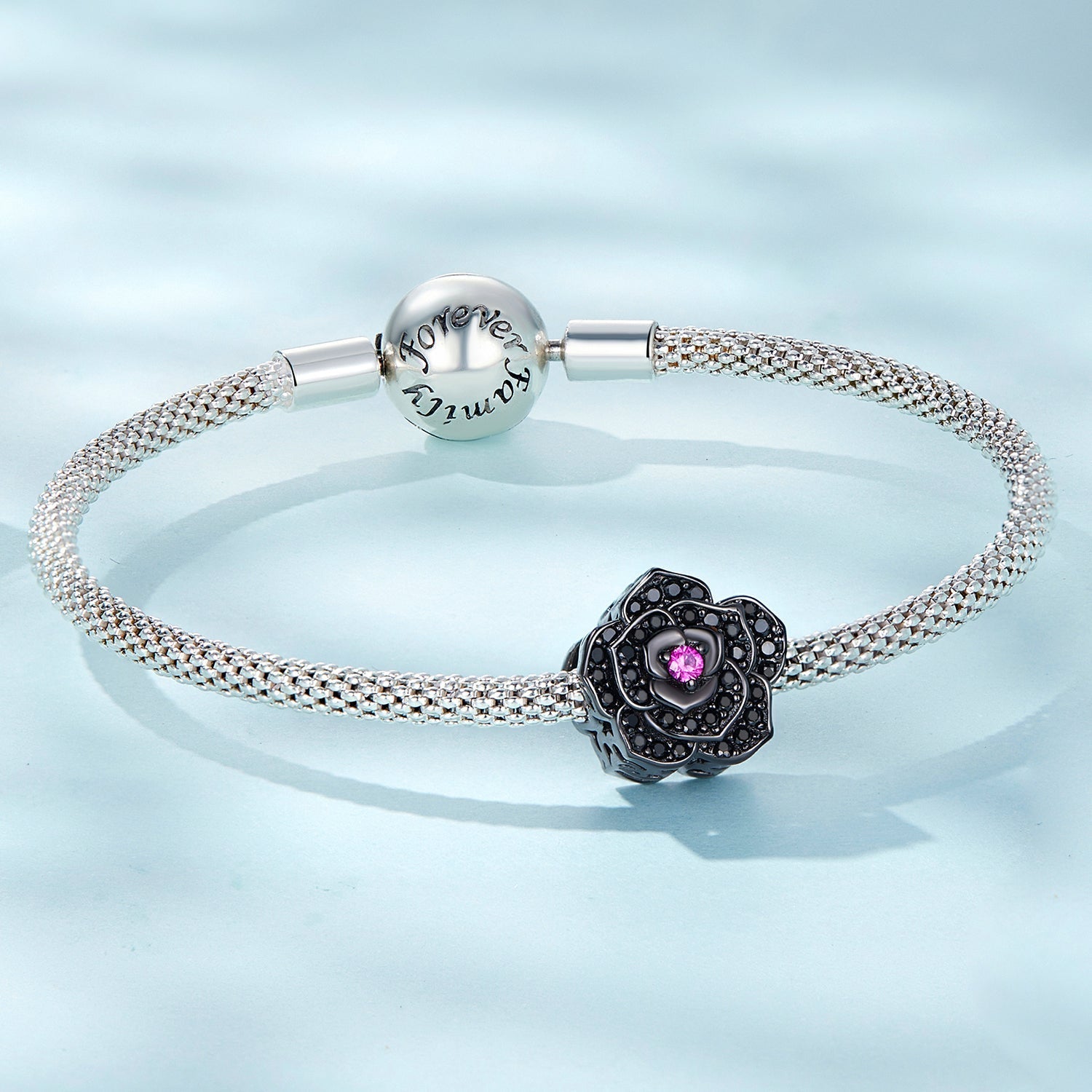 "Sylvory 925 Sterling Silver Midnight Bloom Charm"