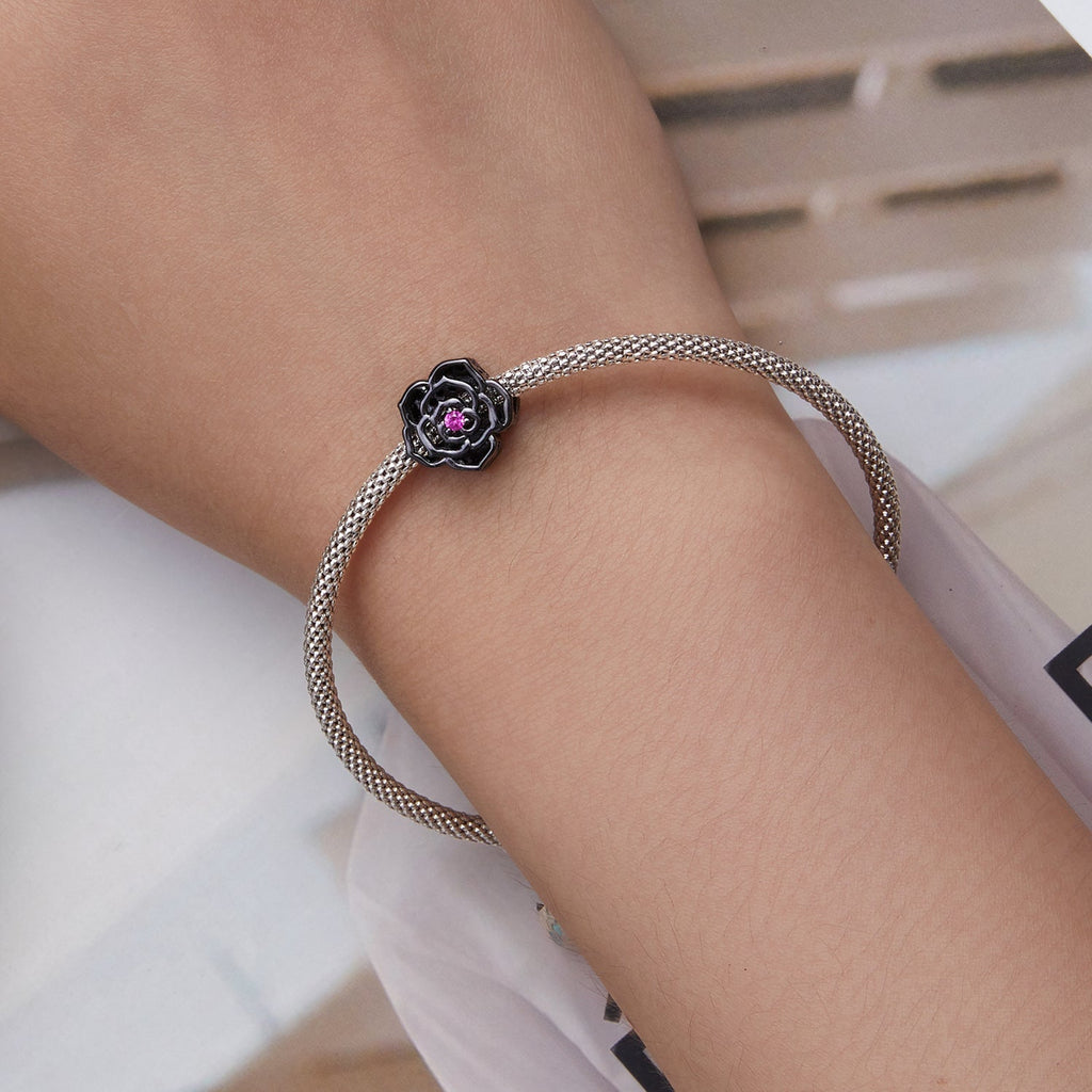 "Sylvory 925 Sterling Silver Midnight Bloom Charm"