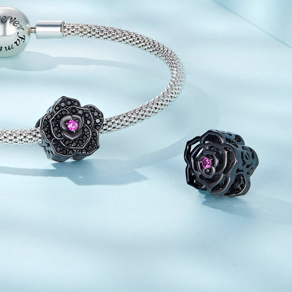 "Sylvory 925 Sterling Silver Midnight Bloom Charm"
