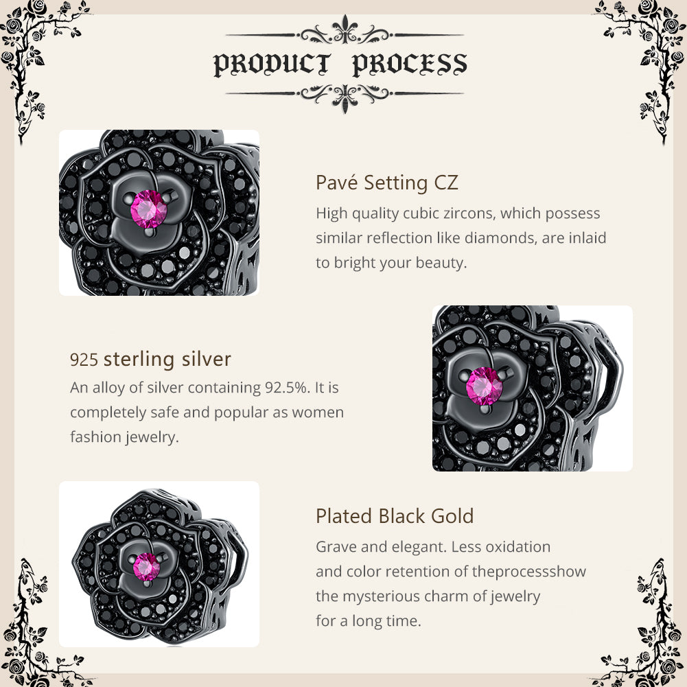 "Sylvory 925 Sterling Silver Midnight Bloom Charm"
