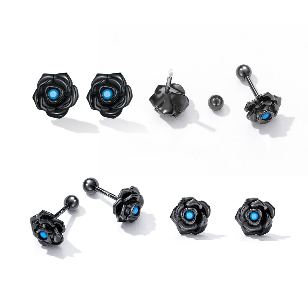 "Sylvory 925 Sterling Silver Midnight Blossoms Studs"