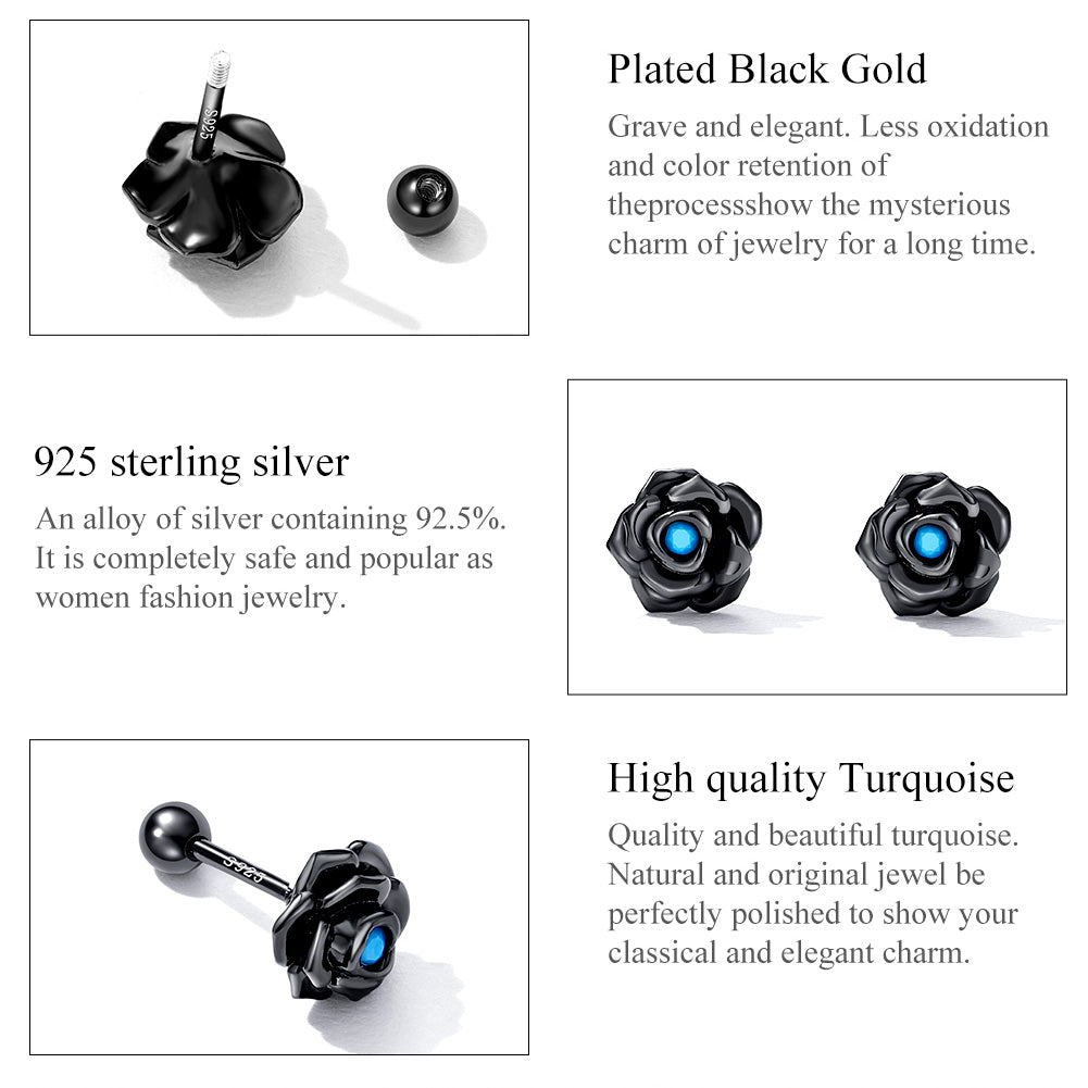 "Sylvory 925 Sterling Silver Midnight Blossoms Studs"