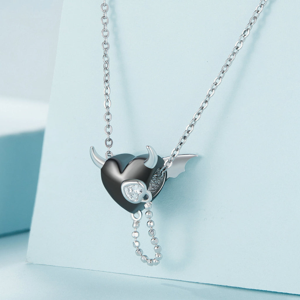 "Sylvory 925 Sterling Silver Midnight Horned Heart Charm"