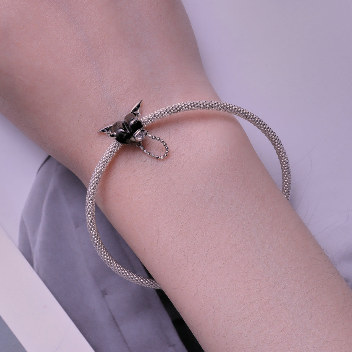 "Sylvory 925 Sterling Silver Midnight Horned Heart Charm"