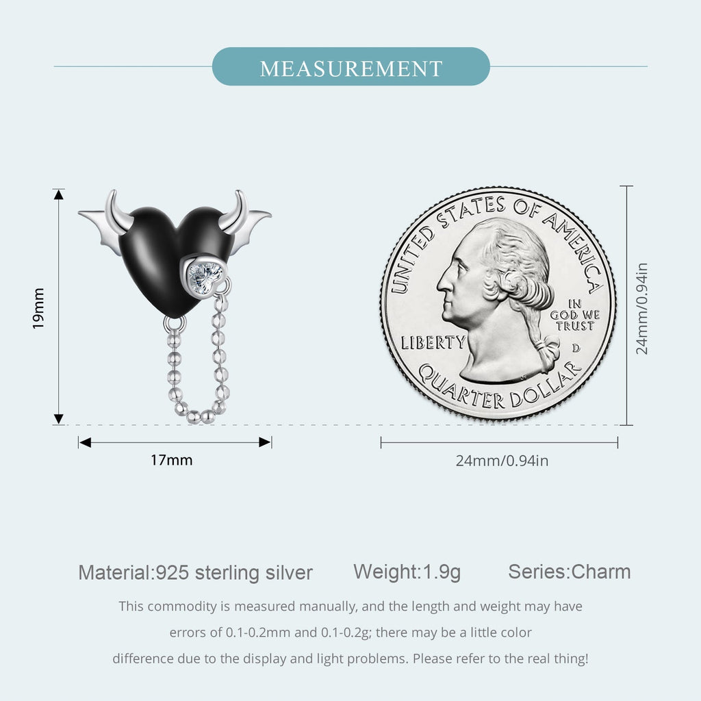 "Sylvory 925 Sterling Silver Midnight Horned Heart Charm"
