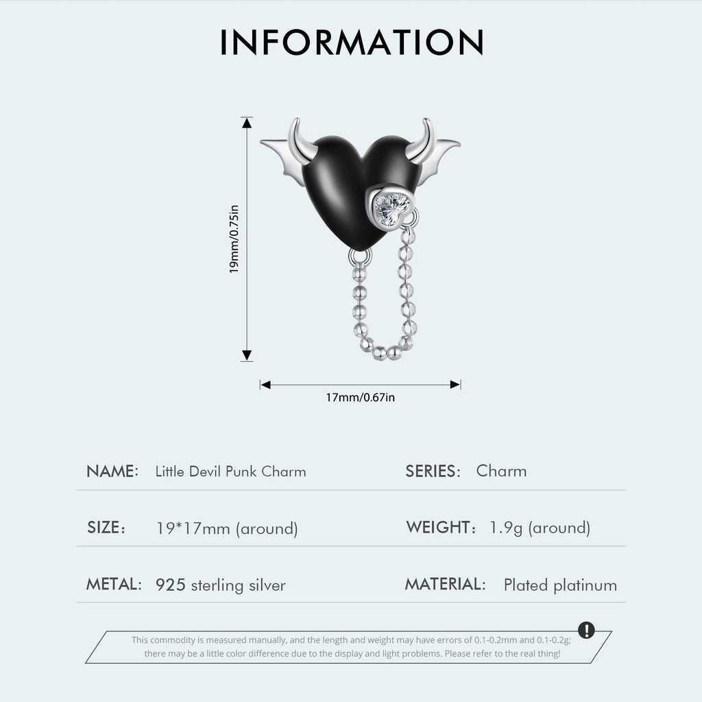 "Sylvory 925 Sterling Silver Midnight Horned Heart Charm"