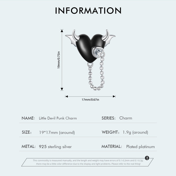 "Sylvory 925 Sterling Silver Midnight Horned Heart Charm"