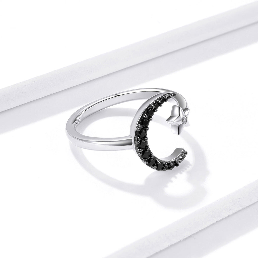 "Sylvory 925 Sterling Silver Moon and Starlight Ring"
