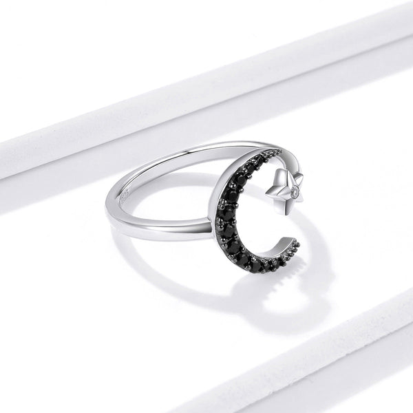"Sylvory 925 Sterling Silver Moon and Starlight Ring"