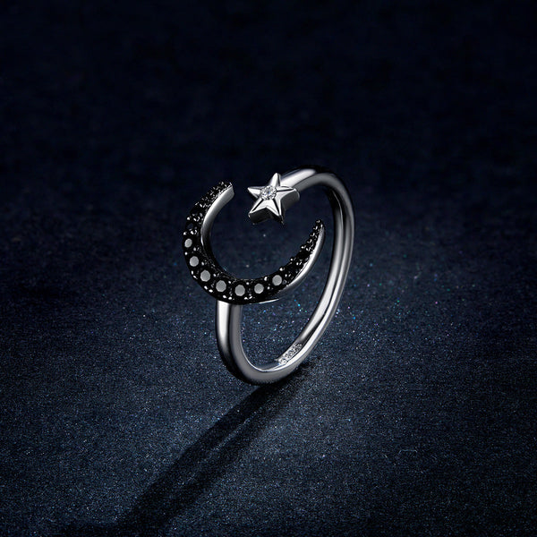 "Sylvory 925 Sterling Silver Moon and Starlight Ring"