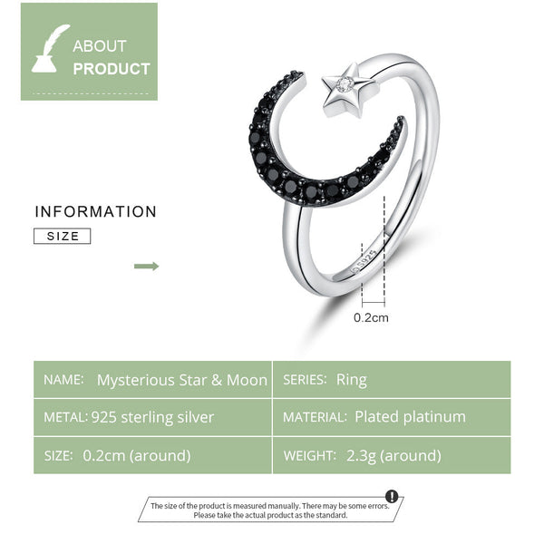 "Sylvory 925 Sterling Silver Moon and Starlight Ring"