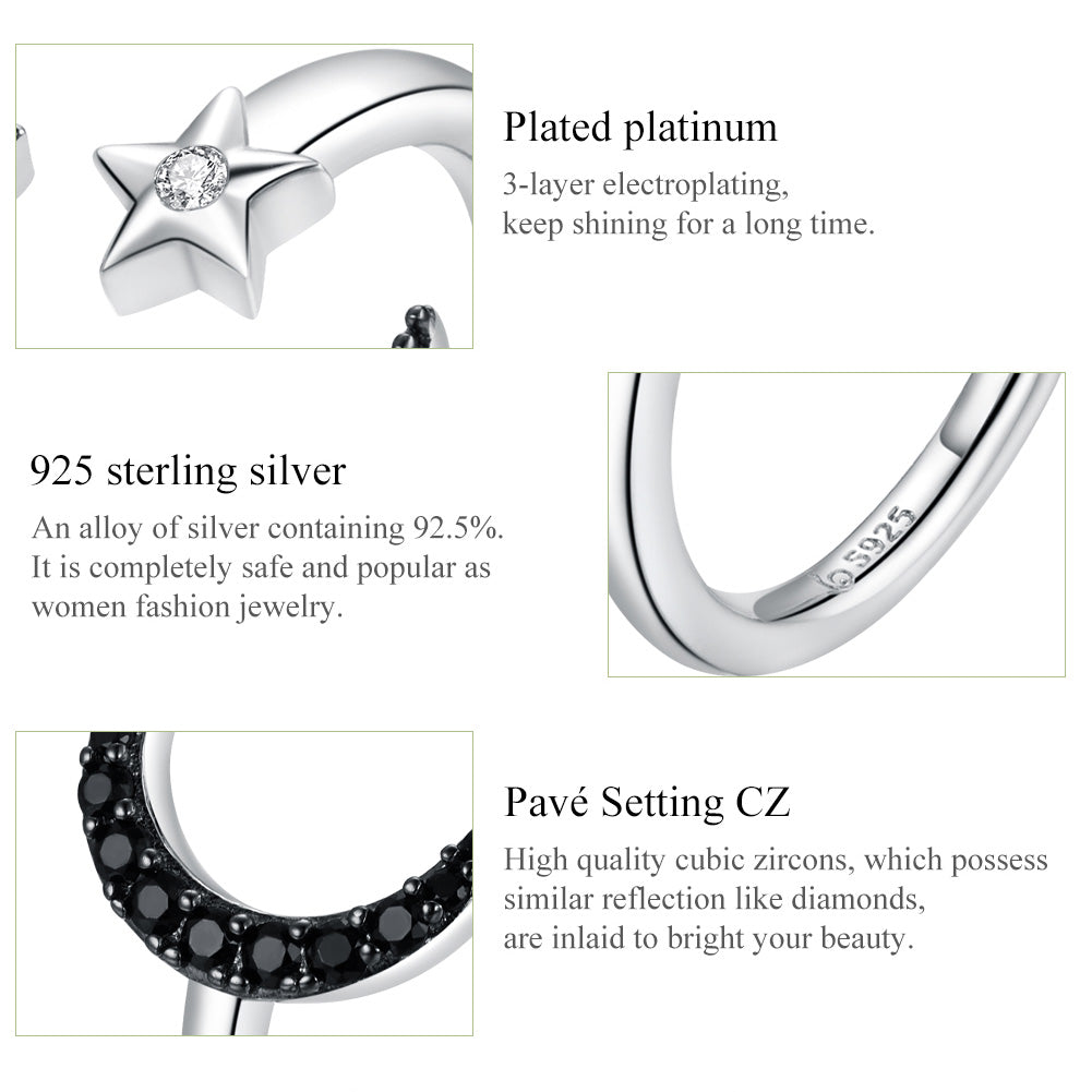 "Sylvory 925 Sterling Silver Moon and Starlight Ring"